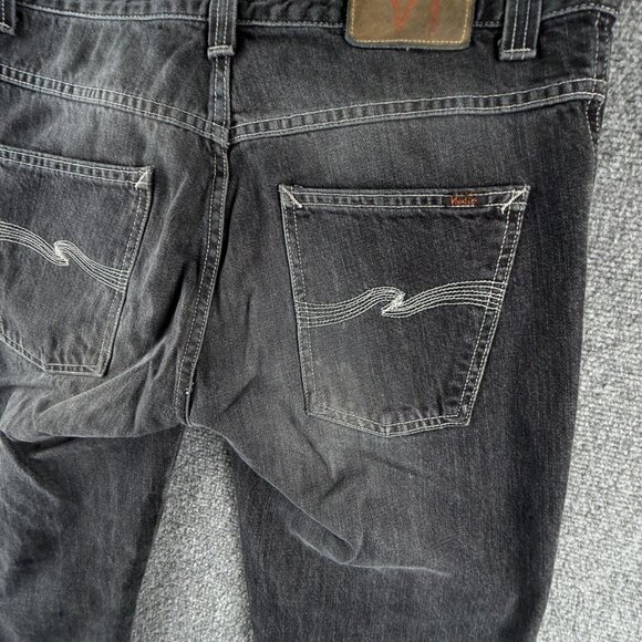 Nudie Jeans Men Denim Jeans Low Slim Jim Used Black Cotton J676 Adult ACTL 32X33 - Picture 15 of 16